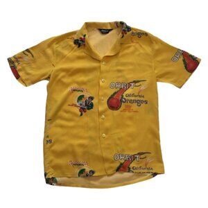 🍊 Vintage Hutspah Yellow With California Oranges Button-Down Mens Shirt 🍊